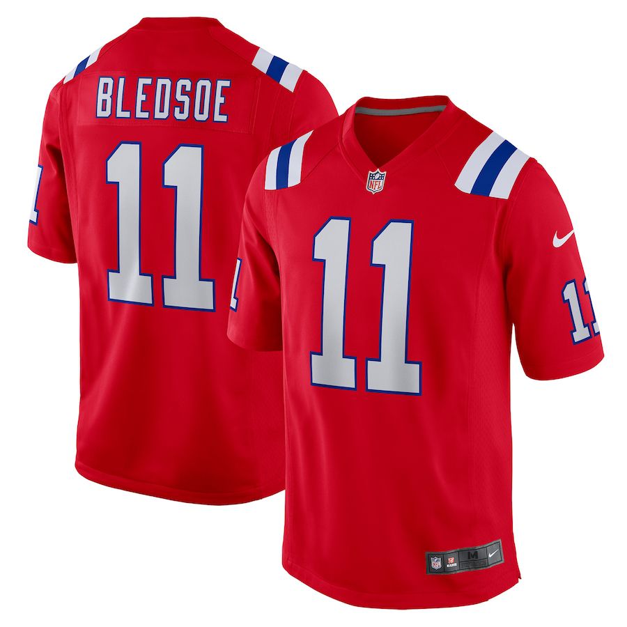 Men New England Patriots #11 Drew Bledsoe Nike Red Retired Player Alternate Game NFL Jersey->new england patriots->NFL Jersey